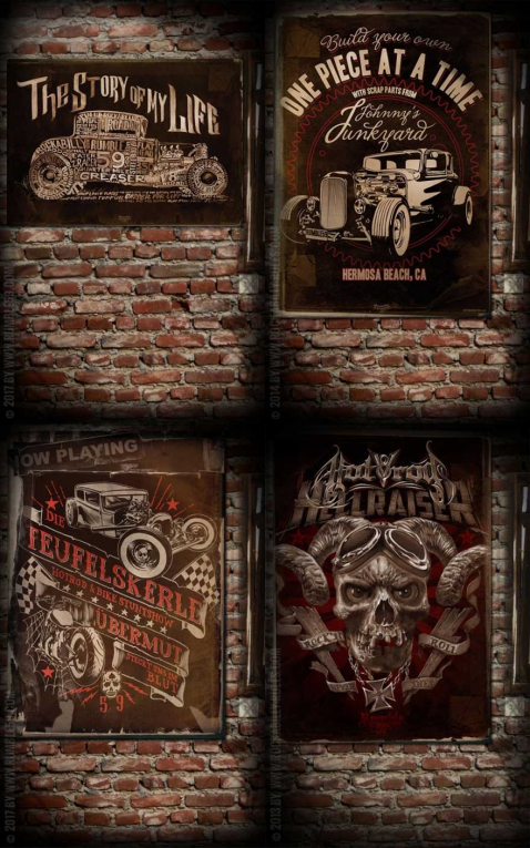 Rumble59 Poster Lot de 4 - Cars