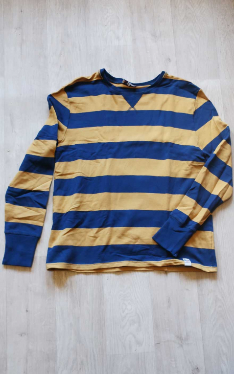 Rumble59 Racing Sweatshirt, striped - bblue/mustard