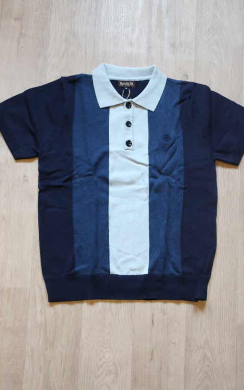 Rumble59 Poloshirt, blau gestreift