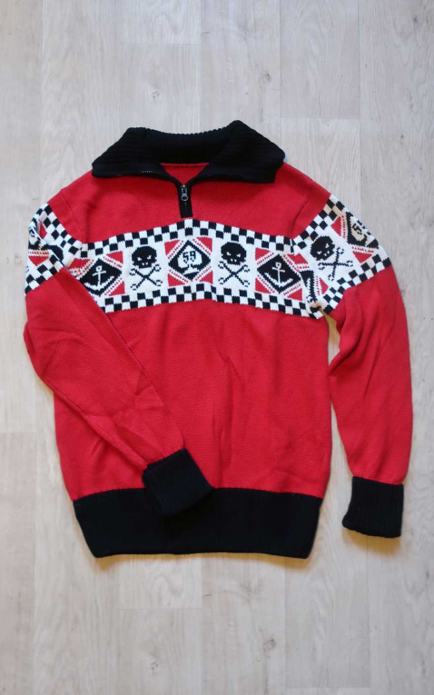 Rumble59 Racing Sweater - Racing Skulls, rot