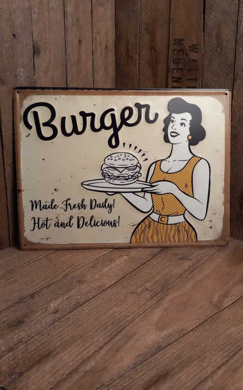 Tin plate sign 40 x 30 Burger