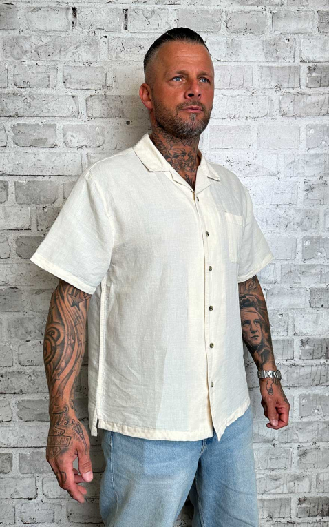 Brixton Shirt Bunker Linen Blend S/S whitecap