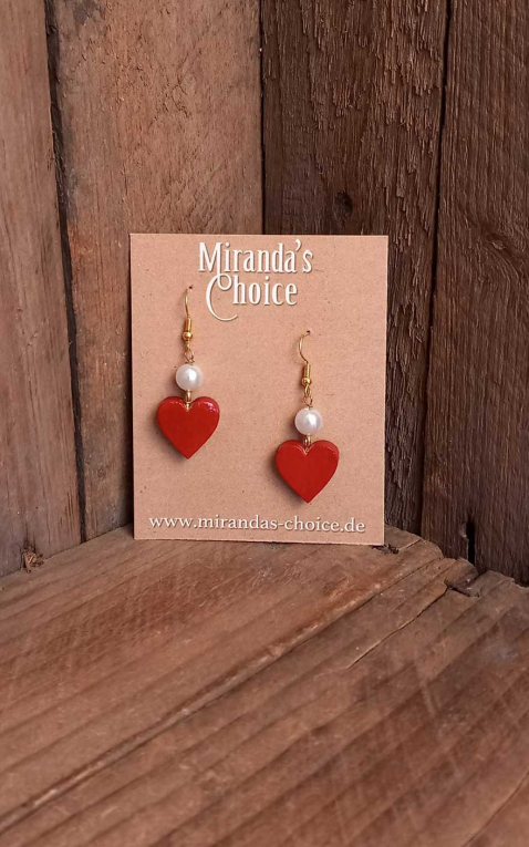 Mirandas Choice Earrings Heart with pearl