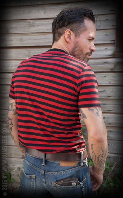 black and red striped shirt button up