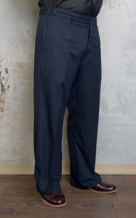 Rumble59 - Vintage Loose Fit Pants New Jersey - Chevron bleu
