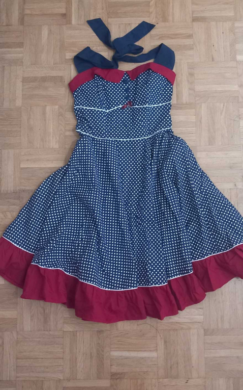 Rumble59 Neckholder Petticoat Dress - Sweet Polkadots - darkblue