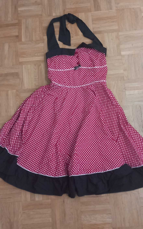 Rumble59 Neckholder Petticoat Dress - Sweet Polkadots - wine red