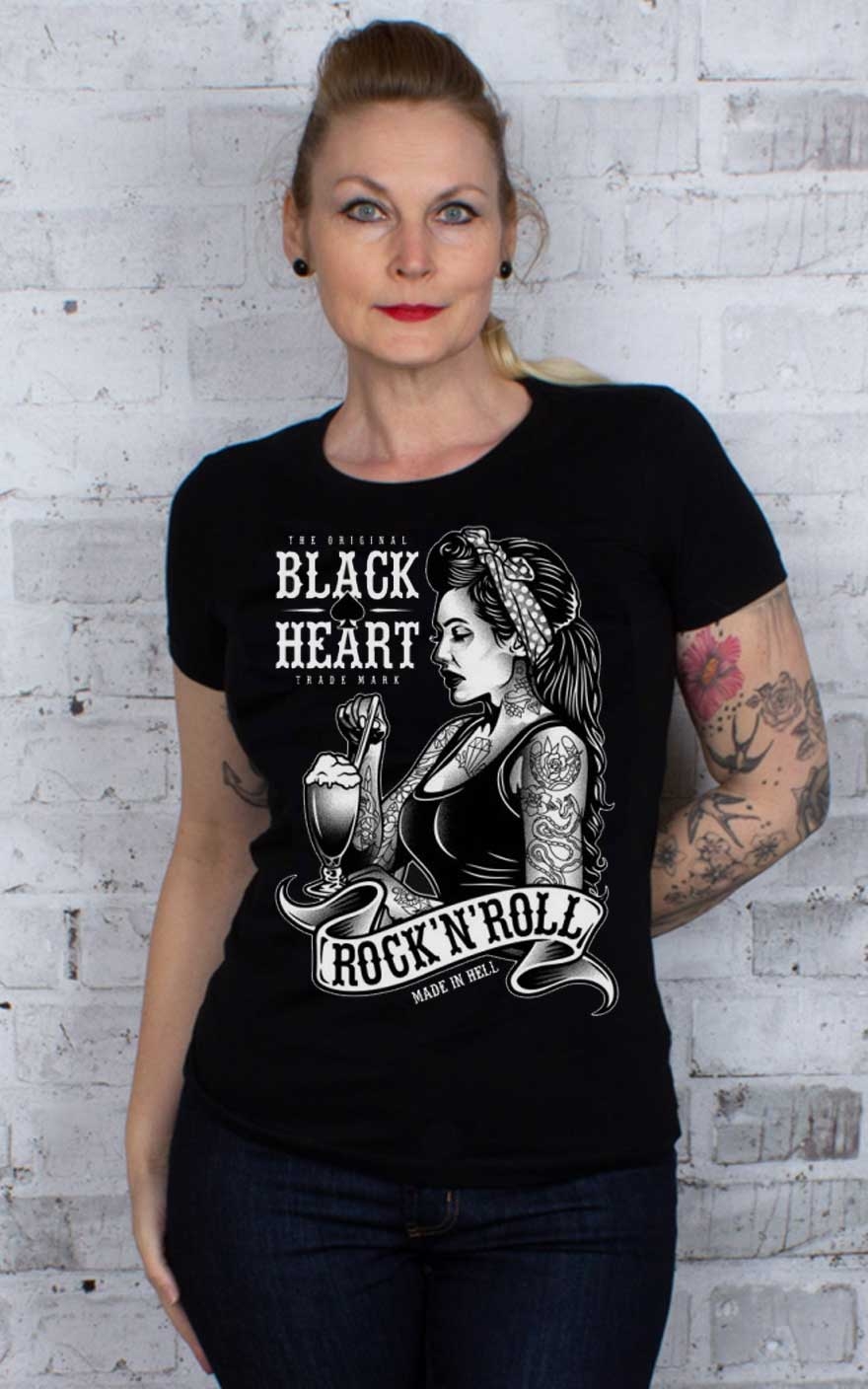 Black Heart T Shirt Pinup Shake Rockabilly Rules
