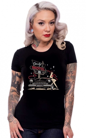 Set to Stun Rockabilly Vintage Style Girlie T-Shirt by Rock Steady Clothing